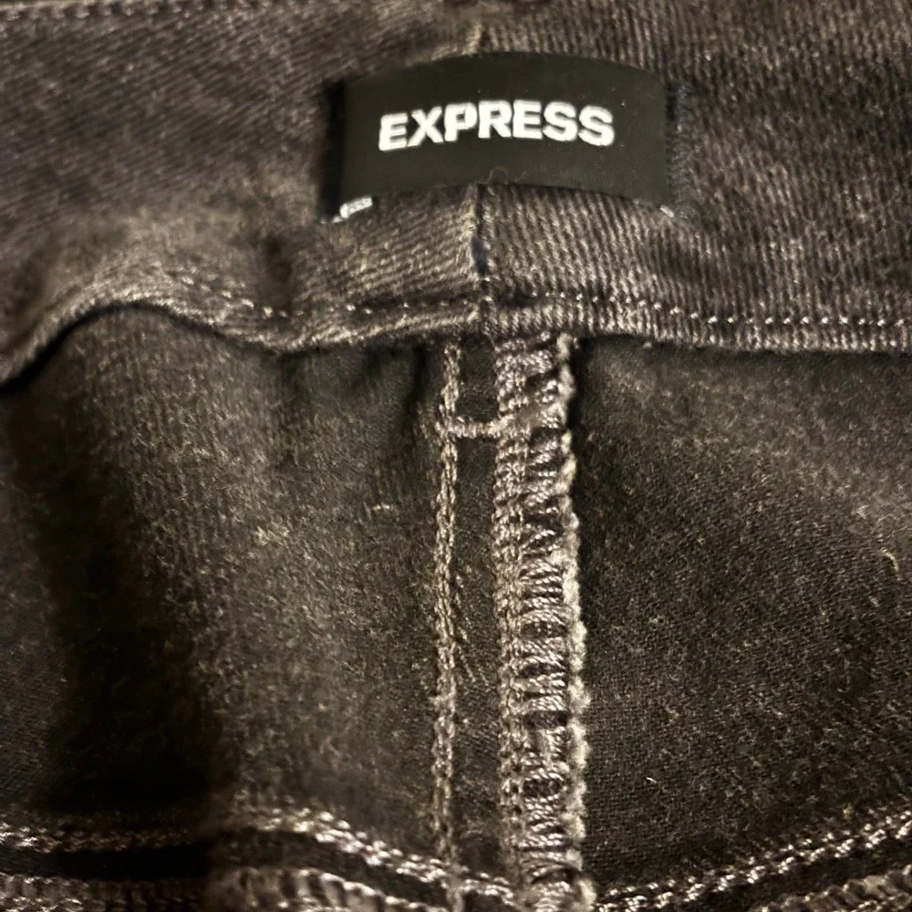 Express Women's FlexX Jeans Large NWT High Rise Cropped Skinny‎ Black Distressed
